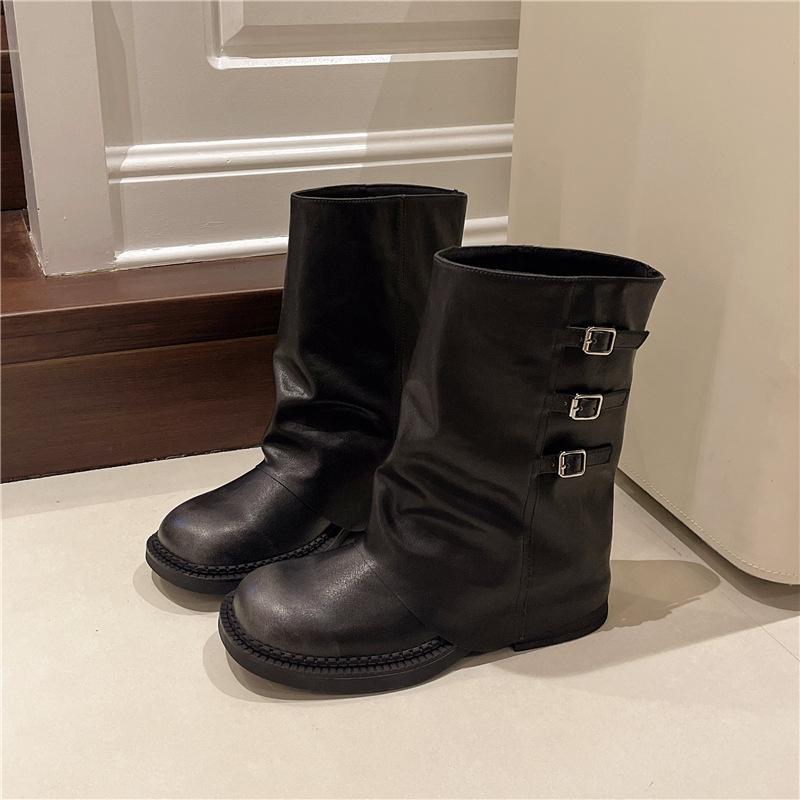 Thick-soled Martin Boots Women's 2025 Autumn New Retro Western Jeans Tube Boots European Chelsea Pipe Short Boots