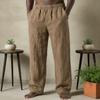 Men Linen Casual Pants Breathable Loose Fit Summer Trousers Solid Color Holiday Pants for Travel Beach Vacation