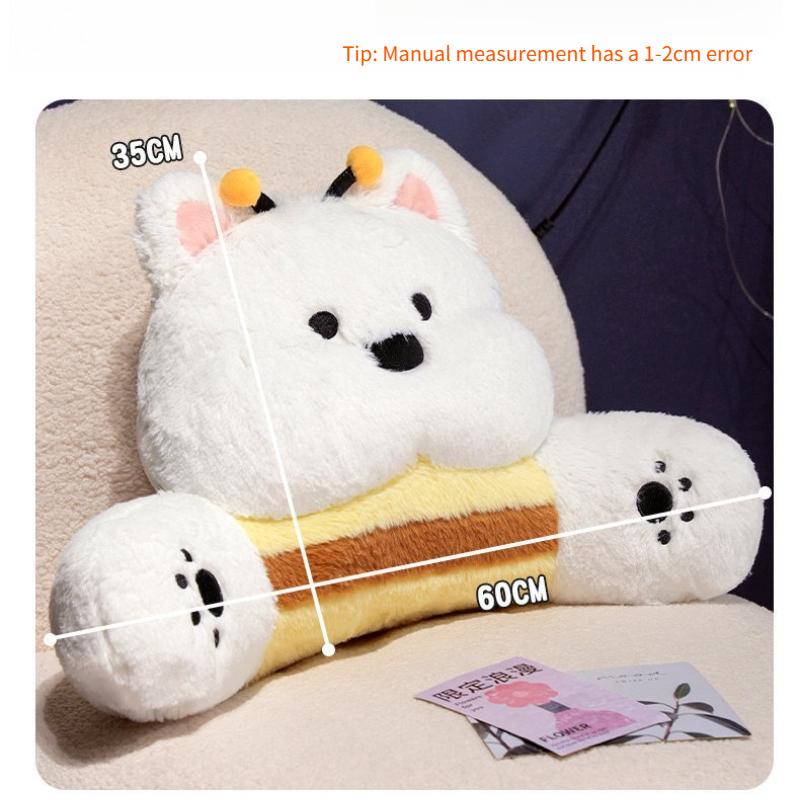 Universal Car Headrest Neck Pillow Plush Dog Cute Cartoon Comfortable Waist Pillow Vehicle Supplies Car Seat Accessorie Office Chair Sedentary Cushion