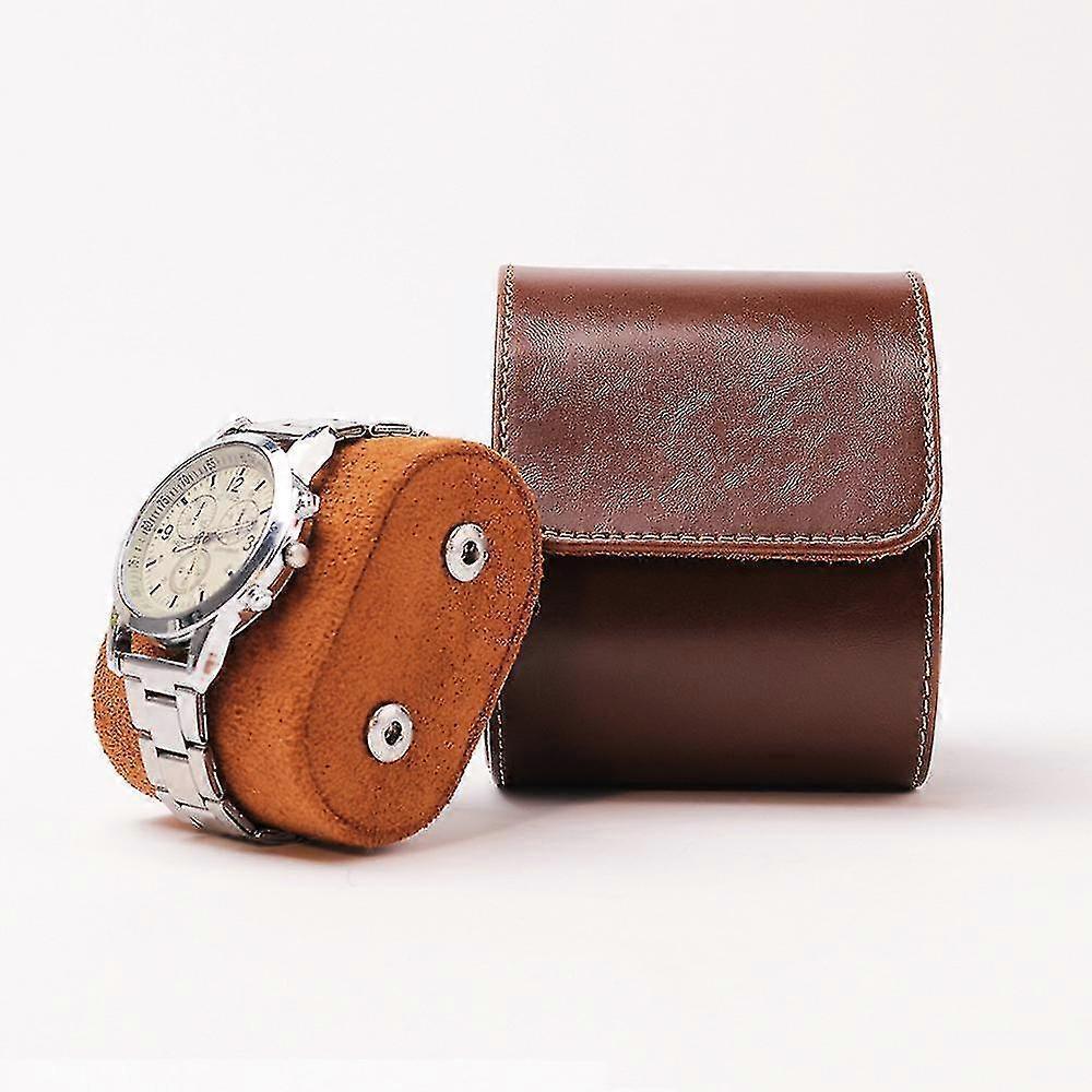 PU-Leder Einzelne Uhrenbox Gerolltes Leder Tragbare Uhrengeschenkbox Vintage Braune Uhrenaufbewahrungsbox PK