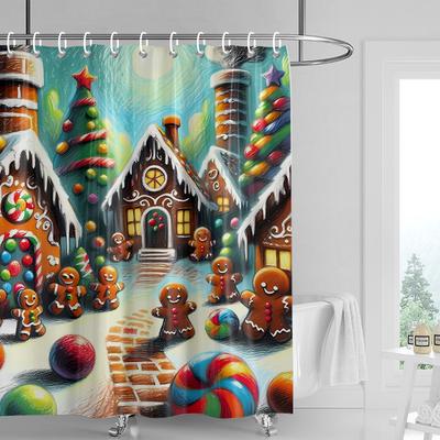 Home Decoration Shower Curtains for Bathroom Waterproof Curtain Fabric Modern Nordic Style Living Room Merry Christmas Winter