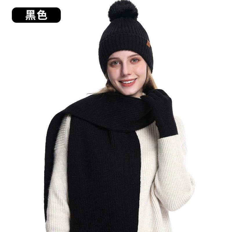 Womens Winter Warm Knit Hat Scarf Glove Set Alpaca Blend Thick Lined Ear Protection Beanie Accessory