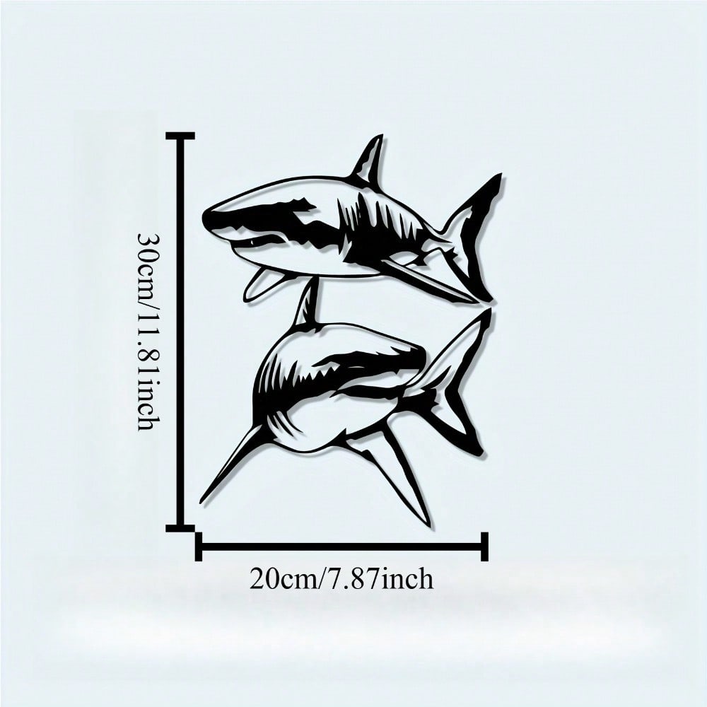 1pc Shark Metal Wall Art, Rustproof Marine Sculpture for Home Decor & Christmas Gift