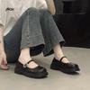 Classic Women Mary Jane Basic Slip On Flat Mid Heels Round Toe Shoes for Women Solid Leather Women Pumps Casual Shoes