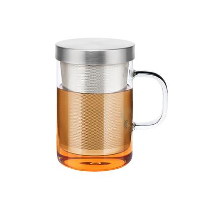 Tazza da tè in vetro con infusore da 450 ml, tazza da tè in vetro borosilicato con filtro e coperchio