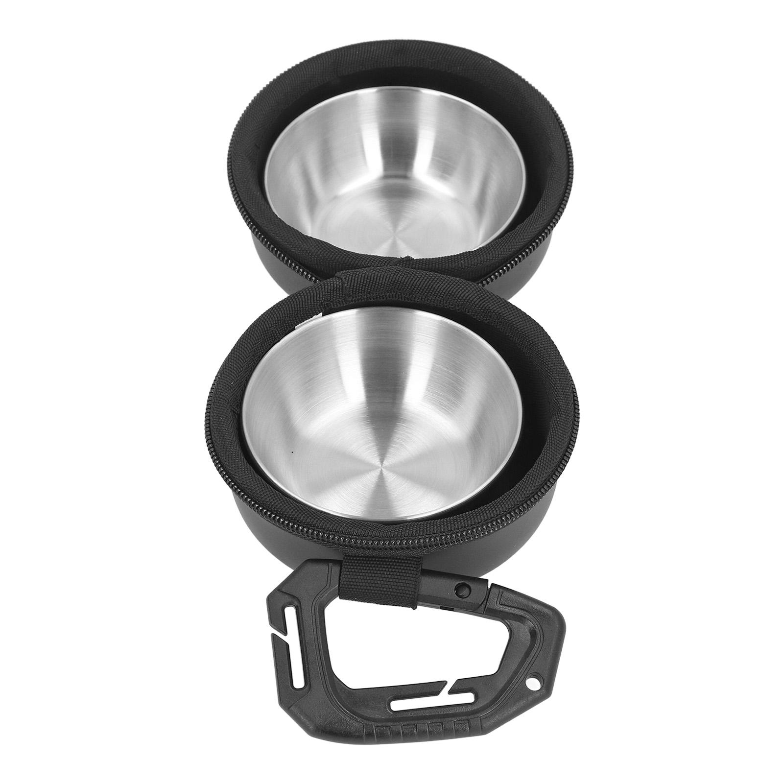 

Double Dog Bowls with Bag Stainless Steel Pet Food Water Bowls with EVA Hanging Storage Bag for Outdoors Travel Camping L