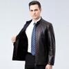 New Autumn and Winter Sheepskin Leather Jacket for Men with Stand Collar, Young and Middle-aged Casual Dad Jacket, Motorcycle Leather Jacket