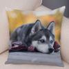 Pet Animal Sofa Cushion Cover Cute Siberian Husky Pillowcase Decorative Dog Print