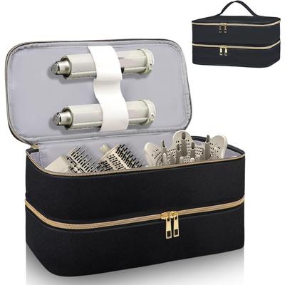 Travel Carrying Case for Shark Flex Style, Double Layer Storage Case for Shark SpeedStyle Hair Dryer Attachments, Waterproof PU Leather Organizer Bag