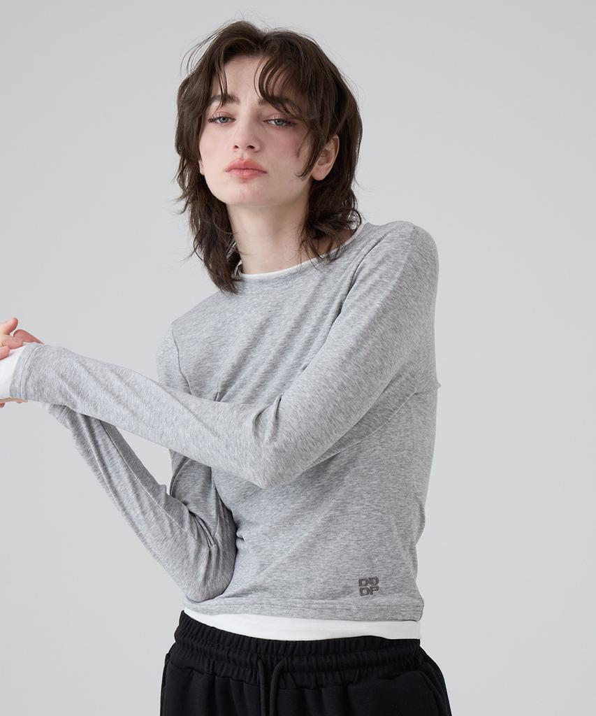 DANGLEDROP Dgdp Layered Basic Long Sleeve_Melange Grey