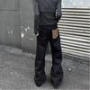 Mens Loose Fit Straight Leg Wide Denim Jeans Black Washed Vintage Style Casual Pants