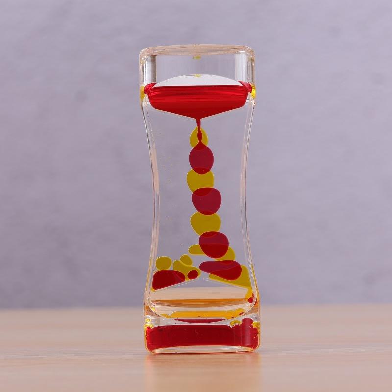 Kreativer Schwebender Farb-Mix Illusions-Timer Flüssigkeitsbewegung Visuell Schlank Flüssiges Öl Glas Acryl Sanduhr Timer Uhr Heimdeko