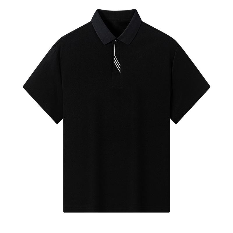 Men's White Ice Silk Short Sleeve Polo Shirt - Striped Placket Casual Business Formal Summer Top