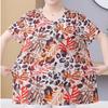 Summer Women's Print Blouse Loose Short Sleeve T-shirt Round Neck Plus Size Blouse 3XL-8XL