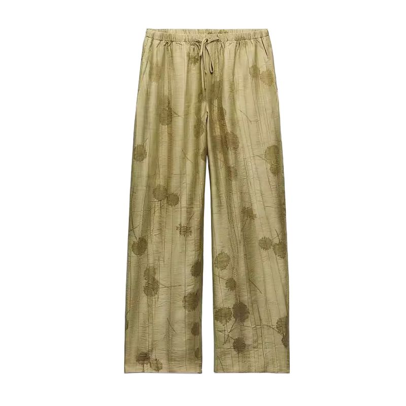 Lapel Short sleeve Jacquard Loose Shirts Top 4786046 High Waist Straight Casual Jacquard Pants 4786060