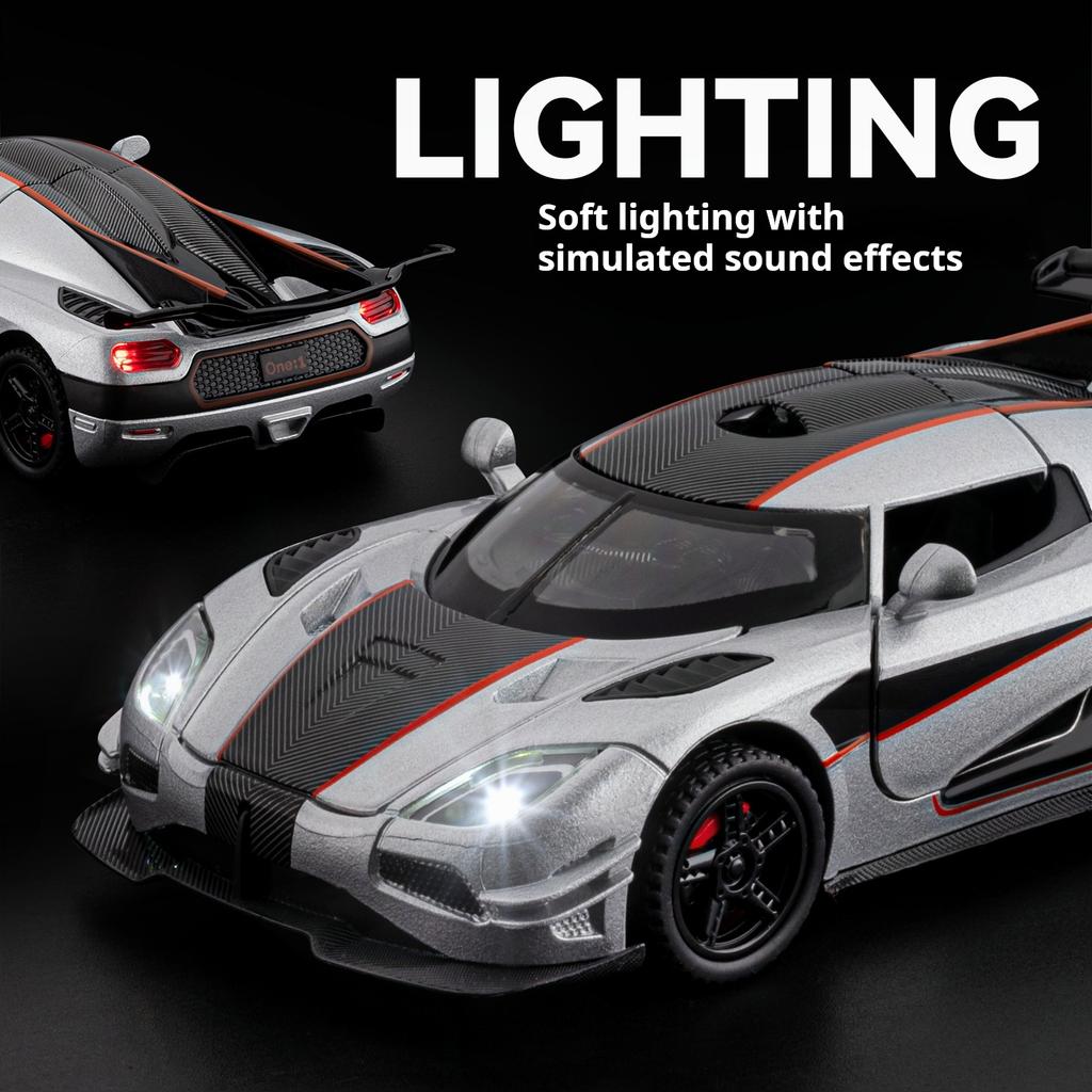 1:32 Koenigsegg One:1 Simulation Alloy Car Model Super Car Light & Sound Toy Car Collectible Decoration & Gift for Boys
