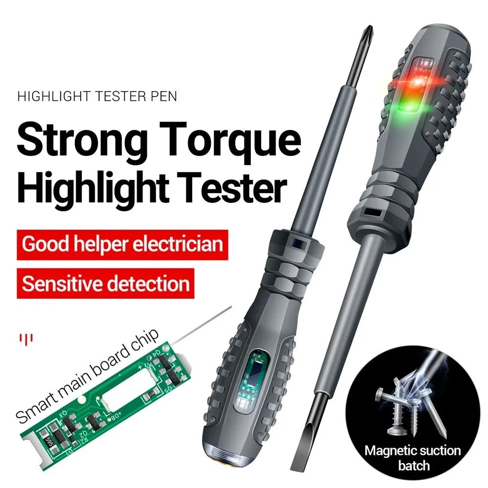 

2pcs Slotted Phillips Electrician Screwdriver 12-220v Voltage Tester Pen Ac Dc Induction Insulated Electrical Test Pen Tool сірий