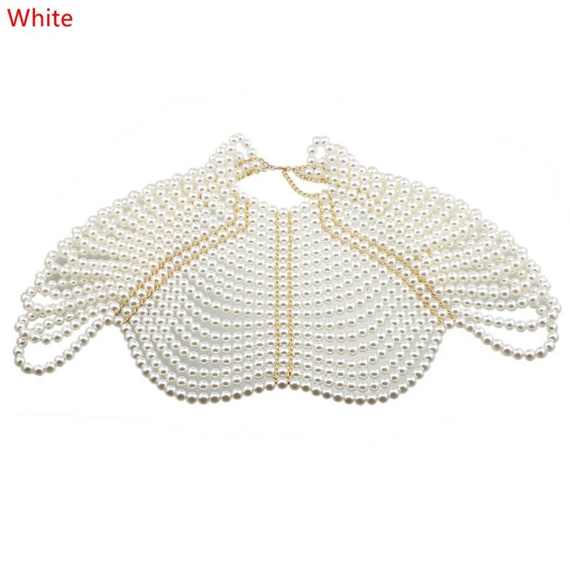 1Piece Imitation Pearl Shawl Necklace Ballroom Dance Necklace Body Chain For Party Wedding Banquet