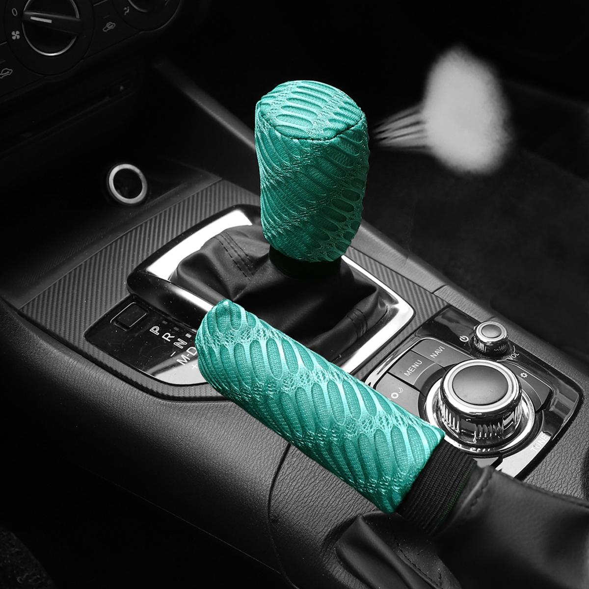 

2 three-dimensional breathable mesh cloth moisture absorption comfortable car handbrake cover cover car supplies universal type зелений