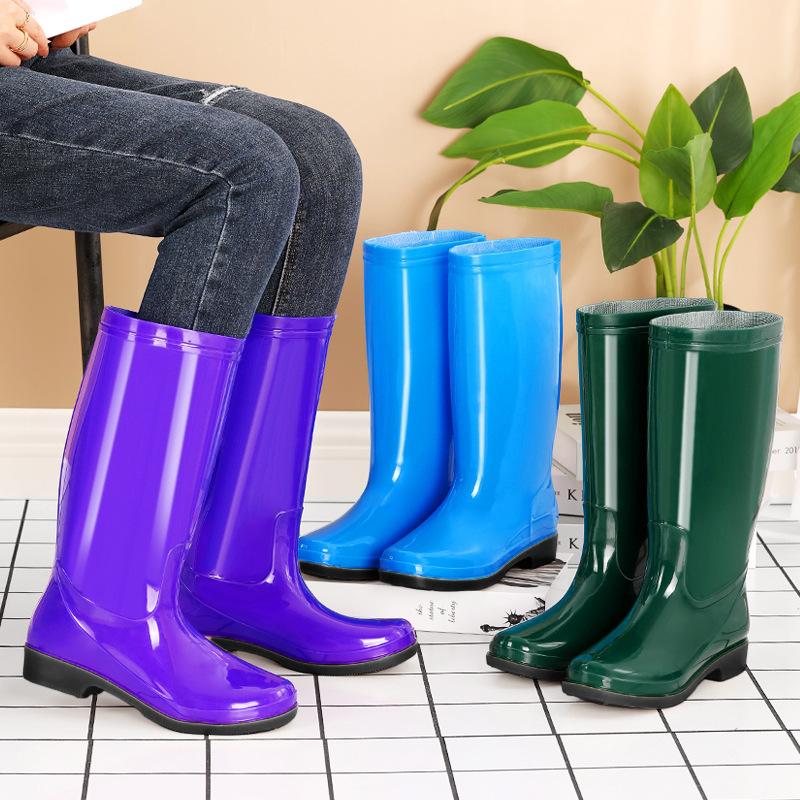 women's waterproof and non-slip low medium and high tube winter warm fleece cover fashion rain shoes soft-soled rubber shoes wear-resistant rain boots