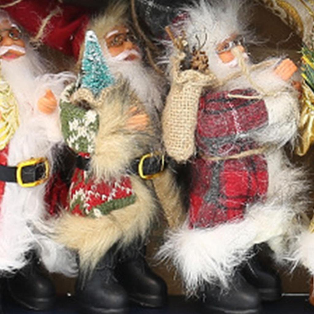 5Pcs Standing Santa Claus Doll Christmas Tree Hanging Ornaments Small 7 inch Xmas Decorations
