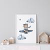 Boho Bear Aircraft Hot Air Balloon Cloud Nursery Posters Wall Art Print Canvas Painting Baby Kids Room Home Decoration Picture