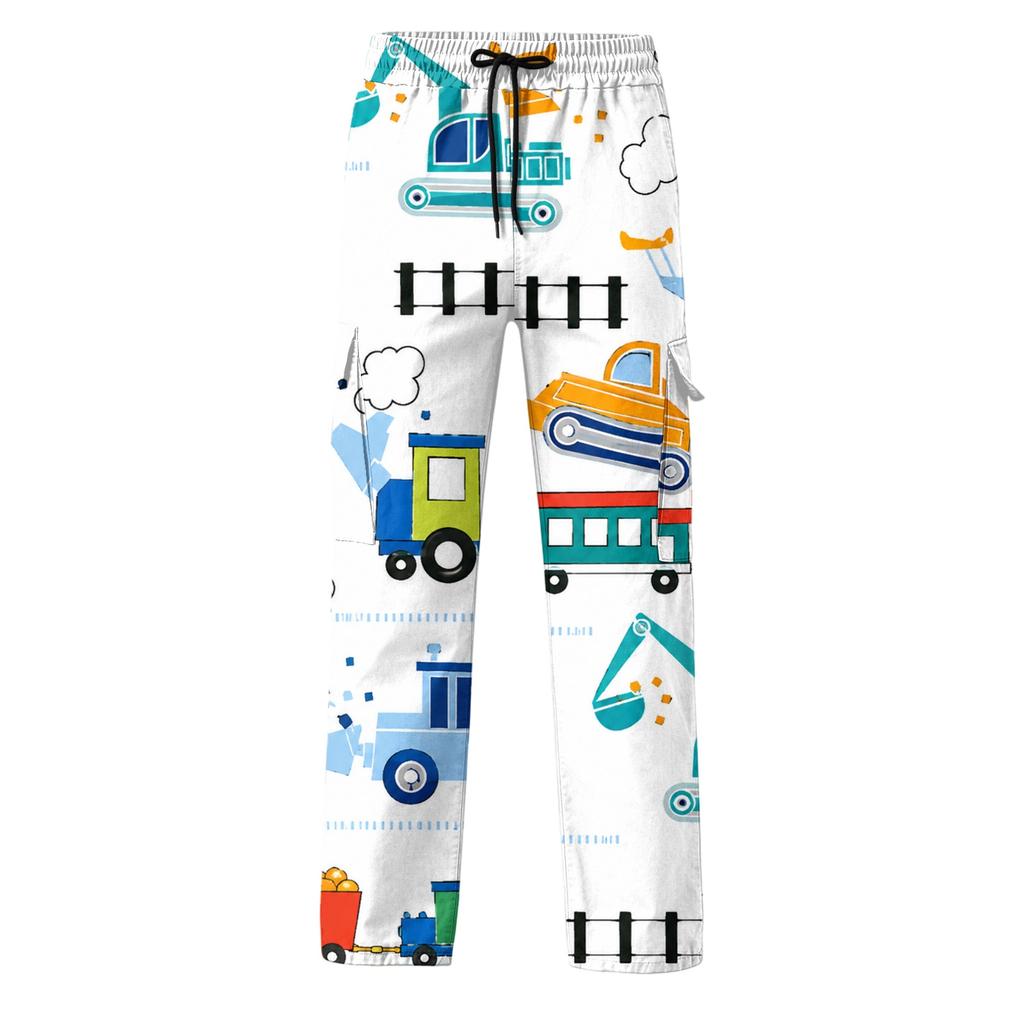 Boys' Fashion Print Cargo Pants with and Pockets for Casual Wear