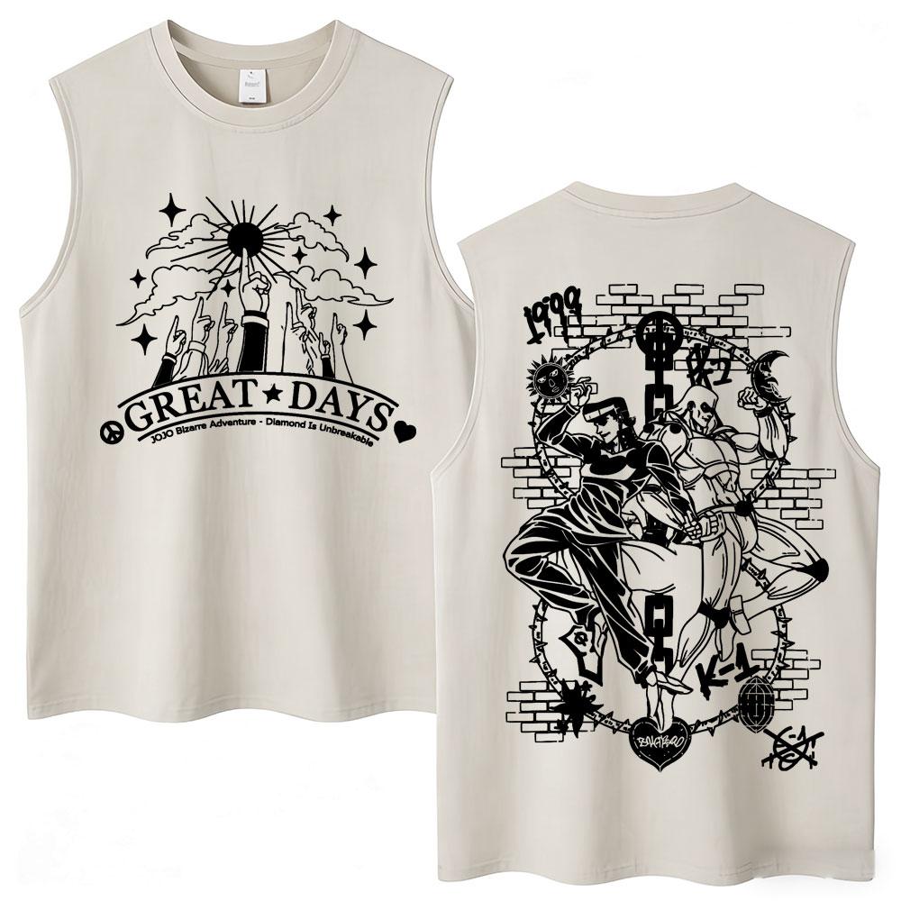 

Washed Anime Jojo Bizarre Adventure Kakyoin Noriaki Tank Tops Men Women Vintage Manga Vests Cotton Oversized Sleeveless T-shirt S
