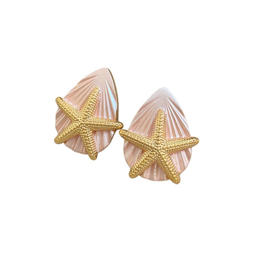 Personality Starfish Ear Studs Oil Drip Copper Star Dangle Earrings Starfish Shell Earrings  Daily