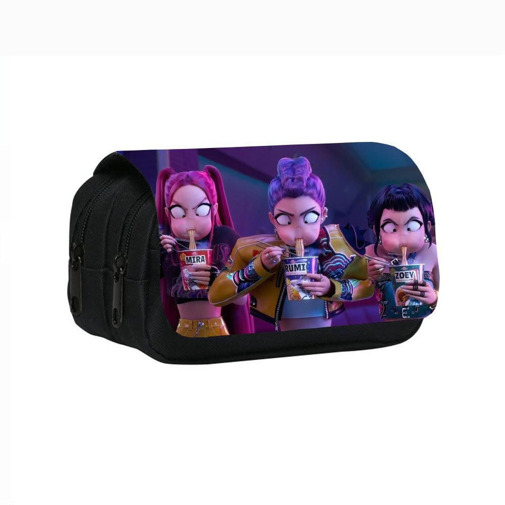 Demon Hunters Student Pencil Case for Girl Office School Pen Bag Cartoon Stationery Holder