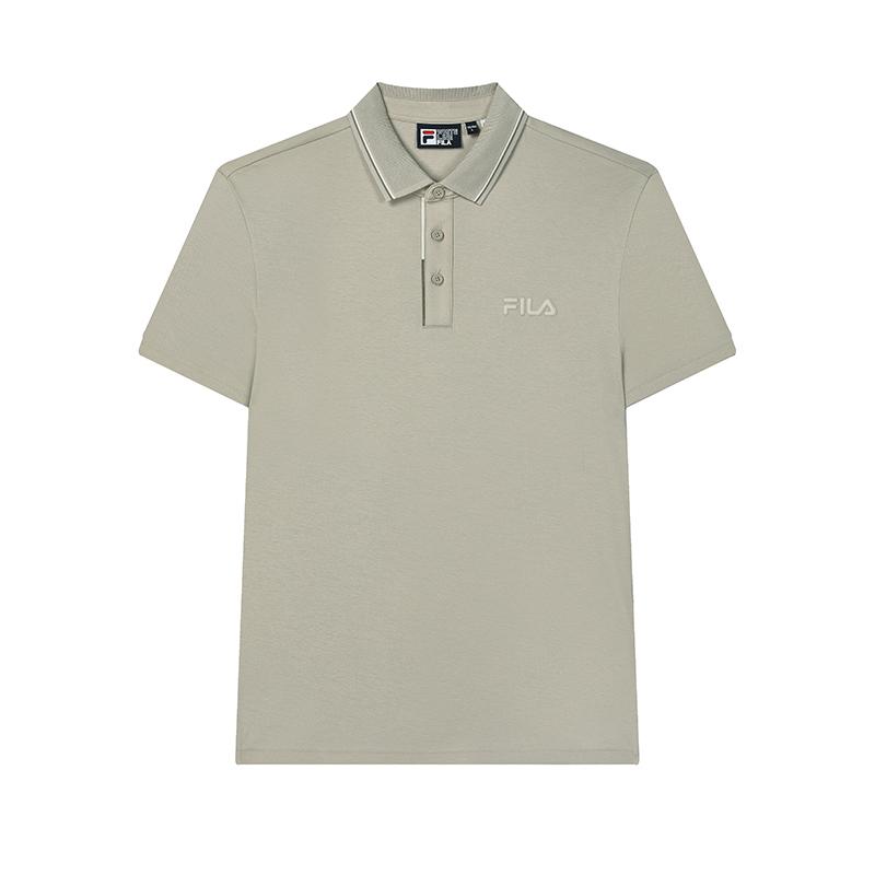 Fila 2024 Autumn Ponderosa Center Collaboration Business Casual Solid Short Sleeve Polo Shirt Men Polo Shirts Light-Khaki F11M438109FLK