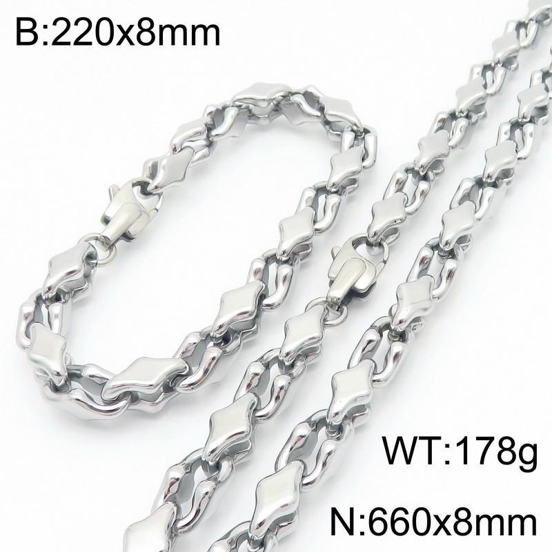 Kalen Punk Stainless Steel Melon Seed Chain Necklace Bracelet Accessories for Men Women Fashion Jewelry Sweater Necklace