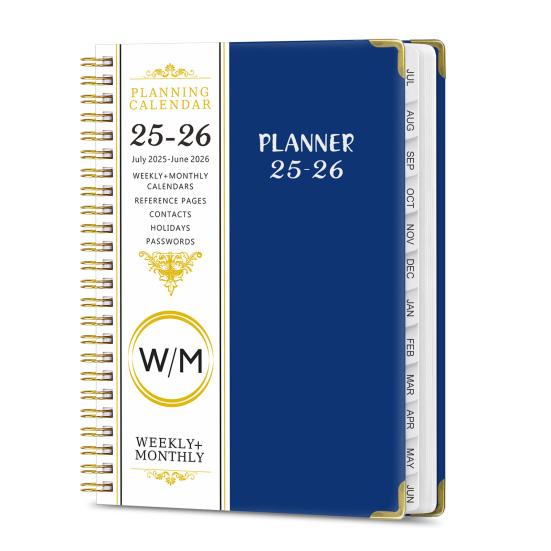 

Планувальник 2025-2026 липень 2025 - червень 2026 щоденний тижневий місячний планувальник з 12 місячними роздільниками блокнот на спіралі для офісного шкільного приладдя