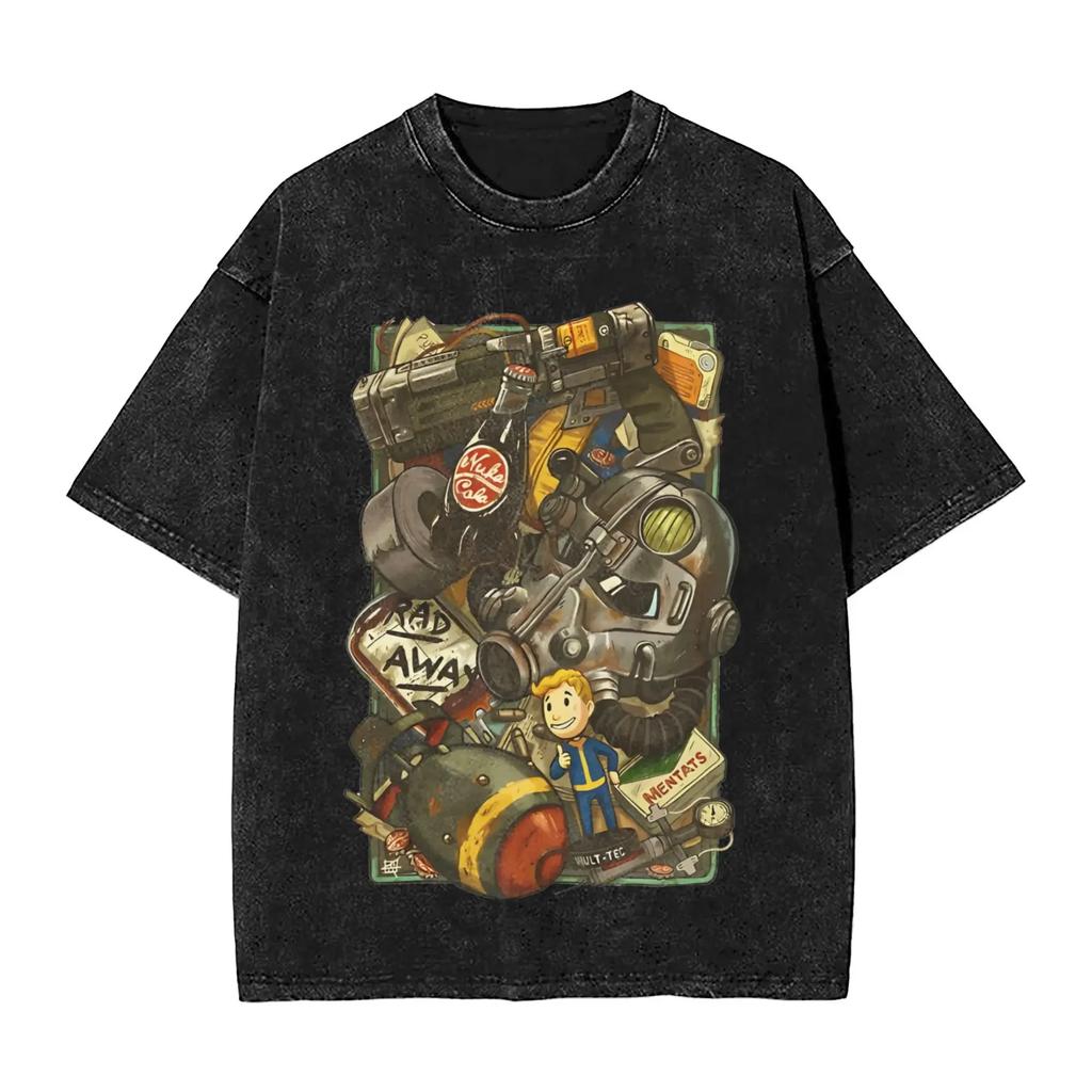 2026 Washed T Shirt Join The Vaults Fallouts Tec Hip Hop Fashion T-Shirt Oversized Streetwear Cotton Print Tops T Shirt for Men Women