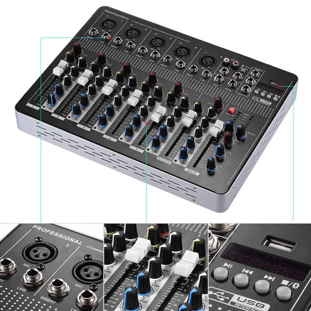 Buy HBKS Professional Bluetooth 7-Channel Mic Line Audio Mixer Mixing ...
