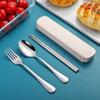 Stainless steel portable storage tableware set, chopsticks, spoons, student office workers with box, fork and spoon three-piece set