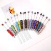Comfortable Grip Gel Pen Diamond Beadable Pens, Bling Rhinestone Beaded DIY Bead Pen, Crystal Shaft Decorative Craft Black Ink Ballpoint Pens