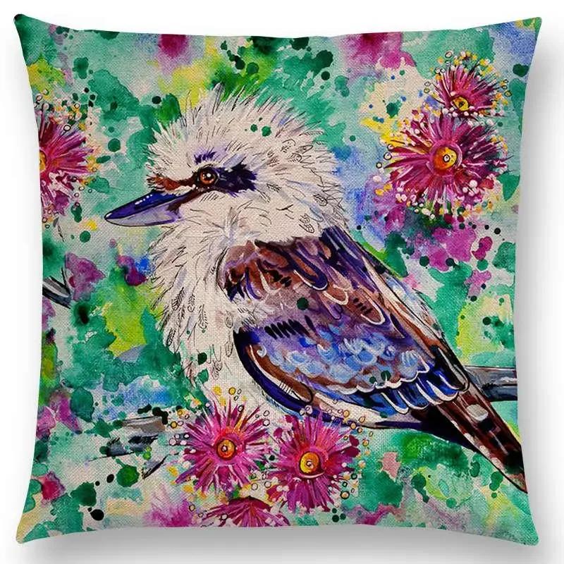 Oil Painting Animals ELK Cushion Cover Deer Lion Dogs Fox Bird Horse Sofa Throw Pillow Case