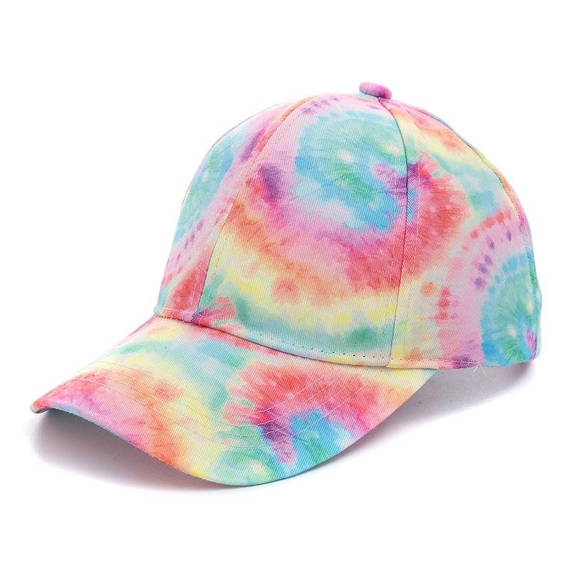 New Outdoor Casual Tie Dye Caps For Women Rainbow Colorful Baseball Cap Female Fashion Streetwear Summer Hat