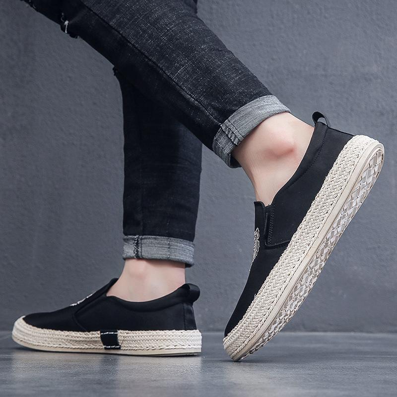 Men Casual Shoes 2024 Summer Breathable Fabric Slip-on Loafers Street Fashion Embroider Soft Fisherman Shoes
