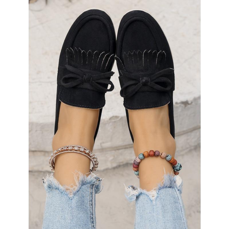 Women‘s Shoes Spring Large Size Slip-On Tassel Decoration Casual Single.