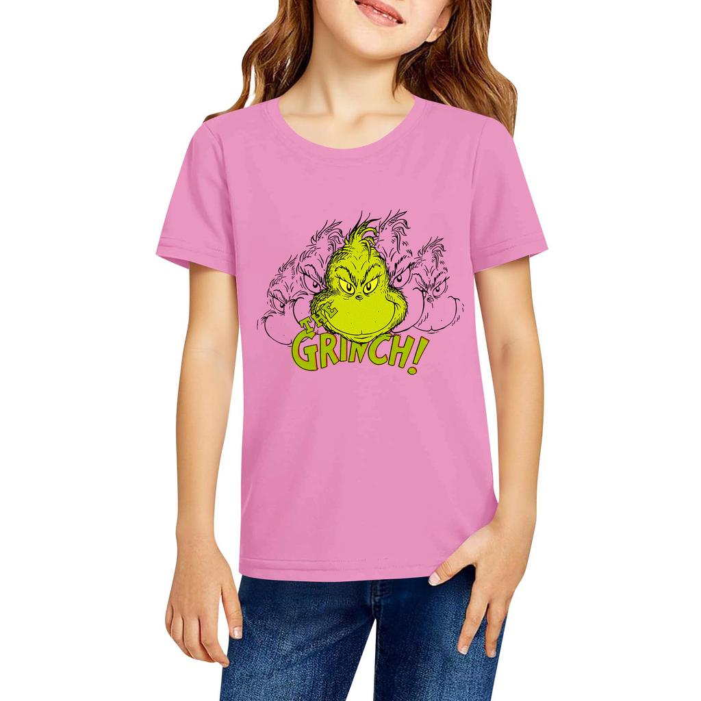 Fashionable Round Neck Short Sleeve Work Clothes Printed Tops For KID Summer Tops