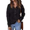 Women's Lapel Button Up Long Sleeved Top Pullover Color Knitted Sweater Loose Long Sleeved