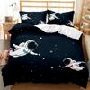Child Cartoon Astronaut Duvet Cover Bedding Set King Size Boys Kids Galaxy Stars Out Space Soft Polyester Comforter Cover Black
