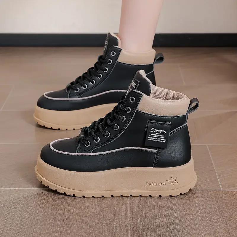 With Laces Lace-up Elegant Medium Heels Ladies Shoes Chunky Platform Anti Slip Y2k on Offer Comfortable 39 Pu Women's Snow Boots
