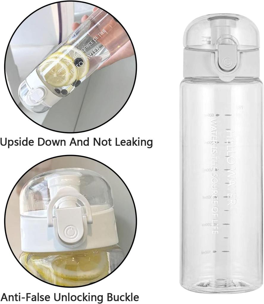 26oz Water Bottle Sports Water Bottle Reusable Clear Plastic Water Bottle with Carrying Strap LeakProof Flip Top for Travel Gym