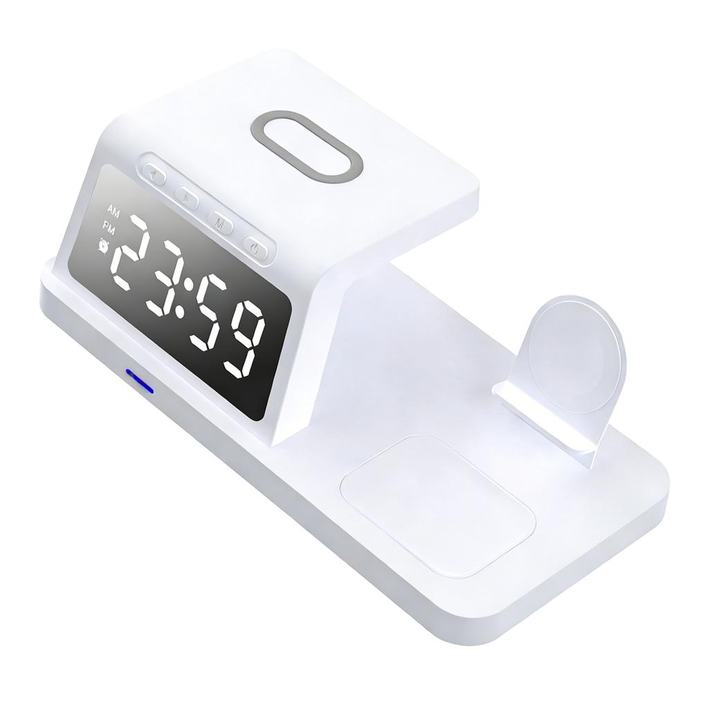 Wireless Charging Station 3 in 1 15W Fast Desk  r Stand Multifunctional with Clock for Mobile Phone Watch Wireless Earphones
