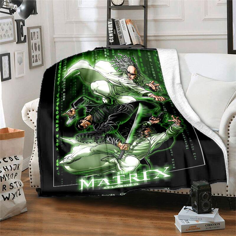 1pc Matrix Reloaded Artwork Cartoon Blanket,Portable Throw for Travel & Camping, All Season Cozy Blanket,Ideal Gift