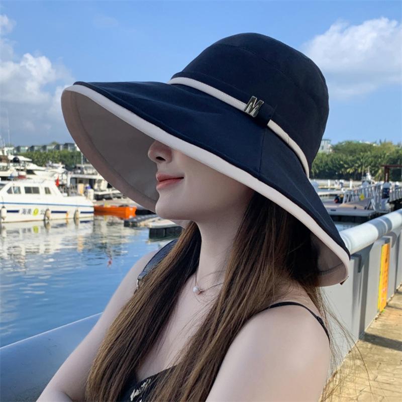 Hat Spring and Summer Women's Versatile Double-sided Bucket Hat Solid Color Big Eaves UV Protection Sun Hat Women's Summer Sun Protection