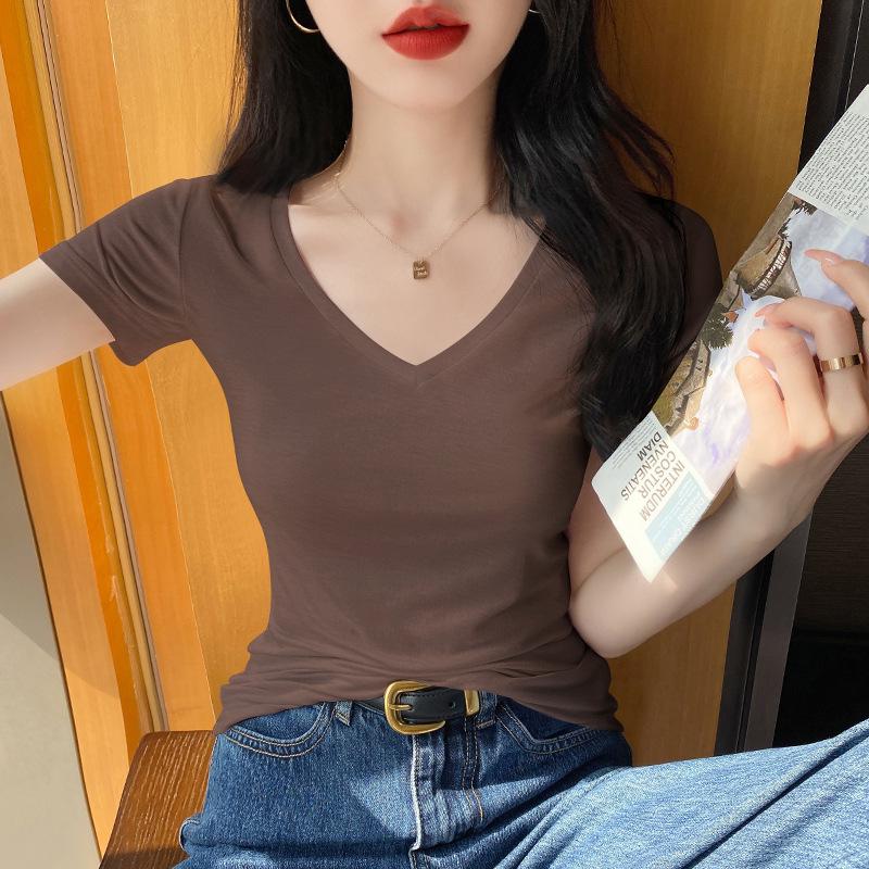 Dam sommar modal is-silke kortärmad rundhals t-shirt